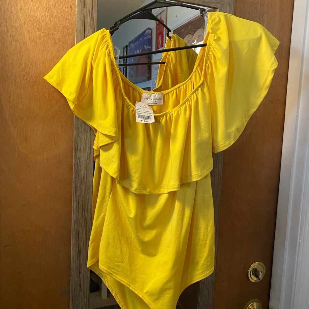 Yellow women’s bodysuit size large new